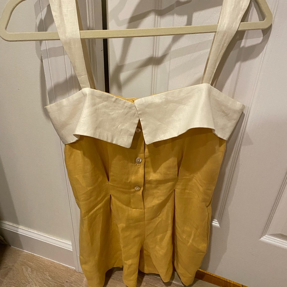 HEVRON 100%linen Paz romper XS Dandelion Ivory